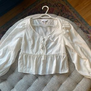 White Puffy-Sleeve Blouse from top shop